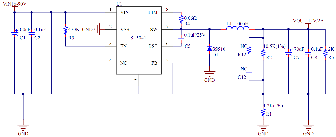 DCDC輸入電壓12-24V，輸出12V2A峰值電流 電動摩托車（電摩）控制器降壓電源芯片